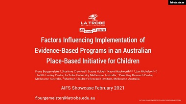 Implementation of evidence-based programs in an Australian place-based initiative